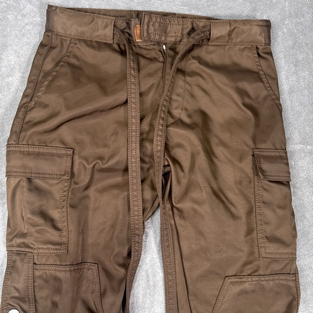MNML Snap Zipper Cargo Pants Mens 28 Brown Nylon Streetwear Belted Casual - Picture 2 of 12